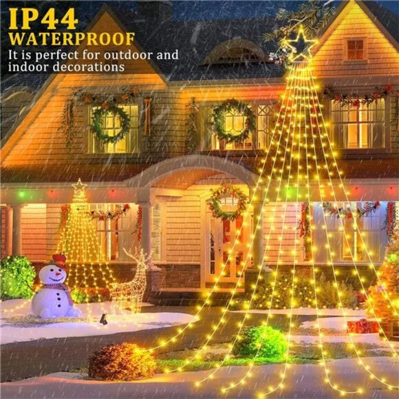 Christmas Decor Lights 344 LED 12FT Christmas Tree Lights with Topper Star - Picture 5 of 7